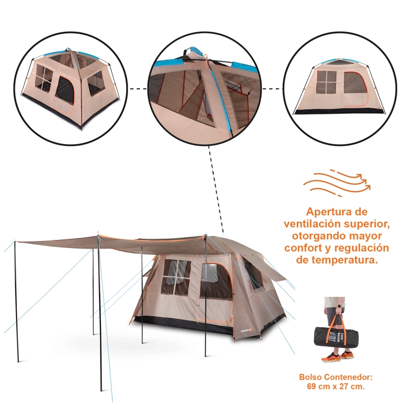 CARPA QUINTAY 6 PERSONAS BOSSCAMP 3000 MM CUBRE TECHO LARGO TOLDO EXTENDIDO - 7