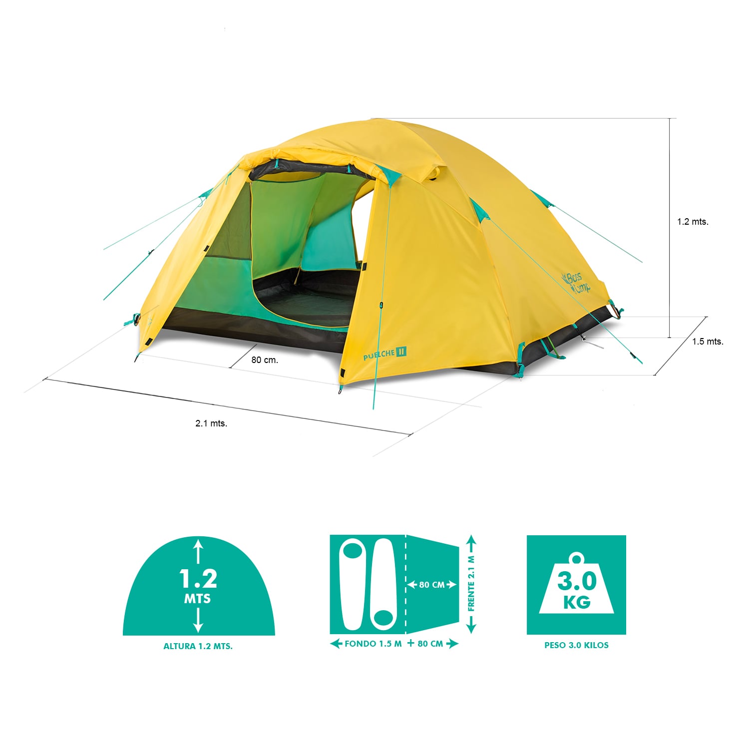 CARPA BOSSCAMP PARA 2 PERSONAS PUELCHE II TÉCNICA 4 MM - 2