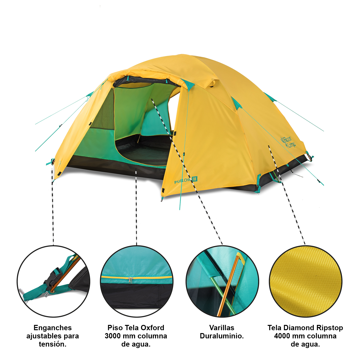 CARPA BOSSCAMP PARA 2 PERSONAS PUELCHE II TÉCNICA 4 MM - 4