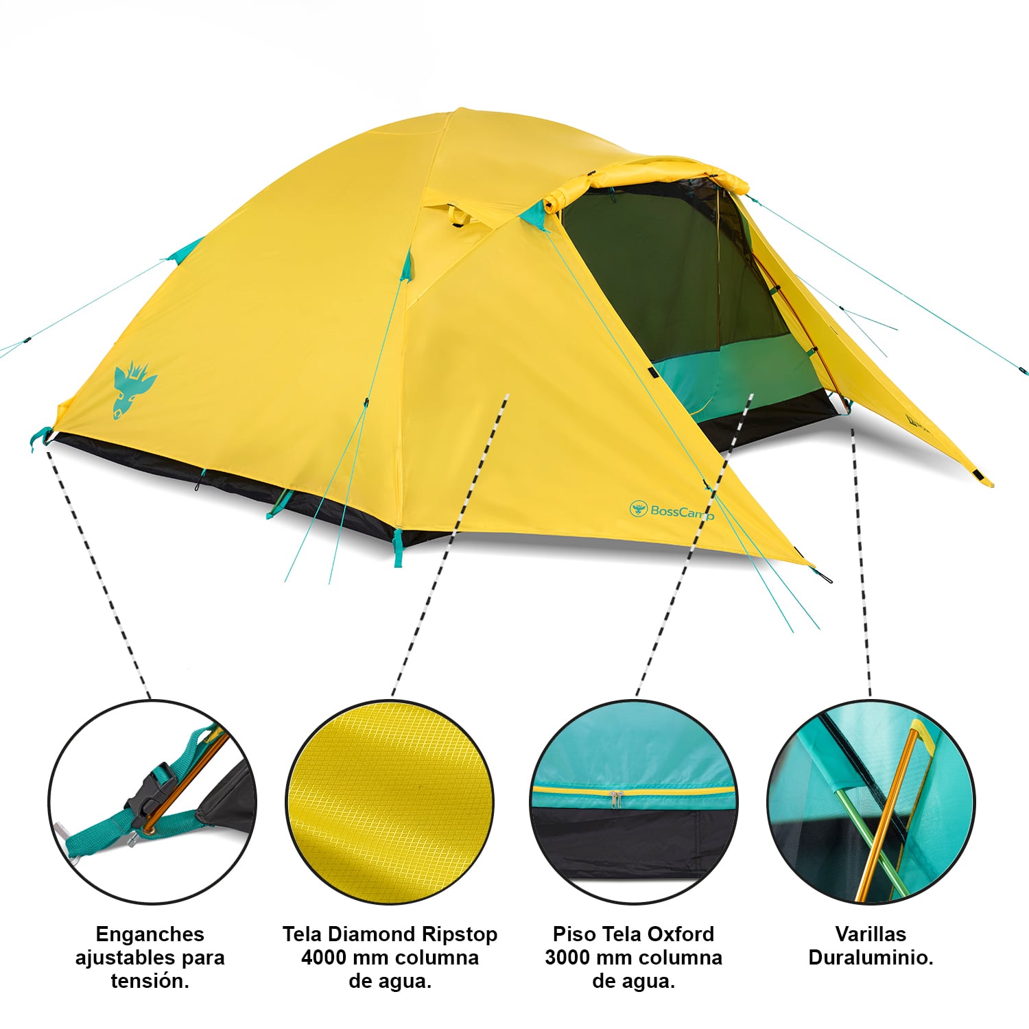 CARPA BOSSCAMP PARA 3 PERSONAS PUELCHE IV TÉCNICA 4 DOBLE CAPA 4000 MM - 4