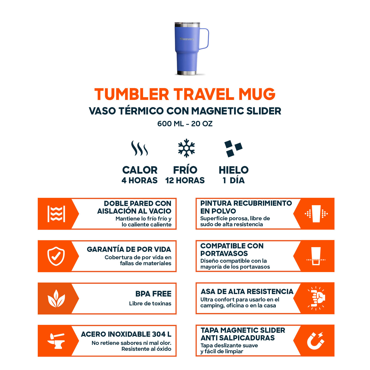 VASO TERMICO TAPA MAGNETIC SLIDER 600 ML TERMO MUG DISCOVERY - 4