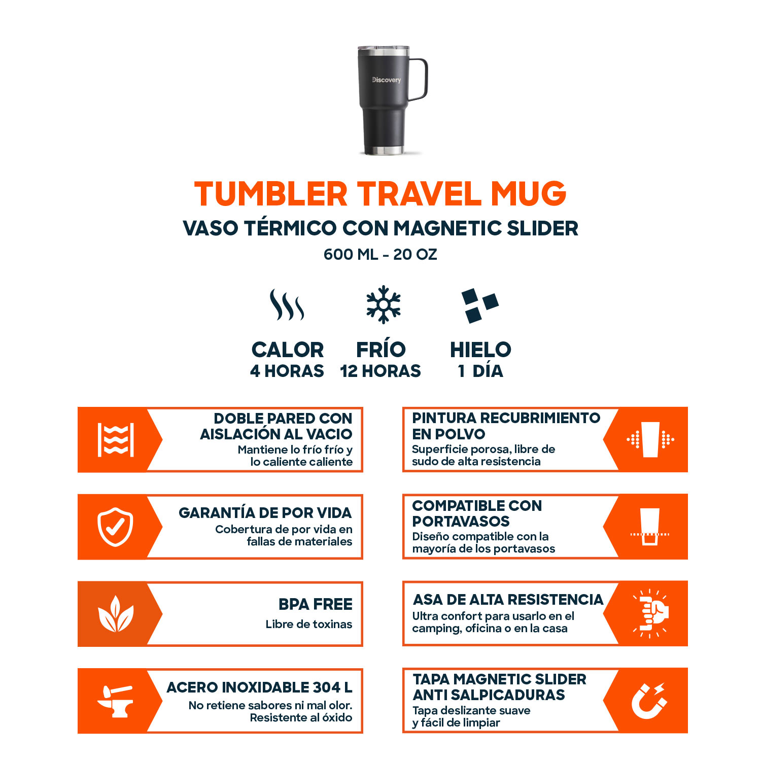 VASO TERMICO TAPA MAGNETIC SLIDER 600 ML TERMO MUG DISCOVERY - 4