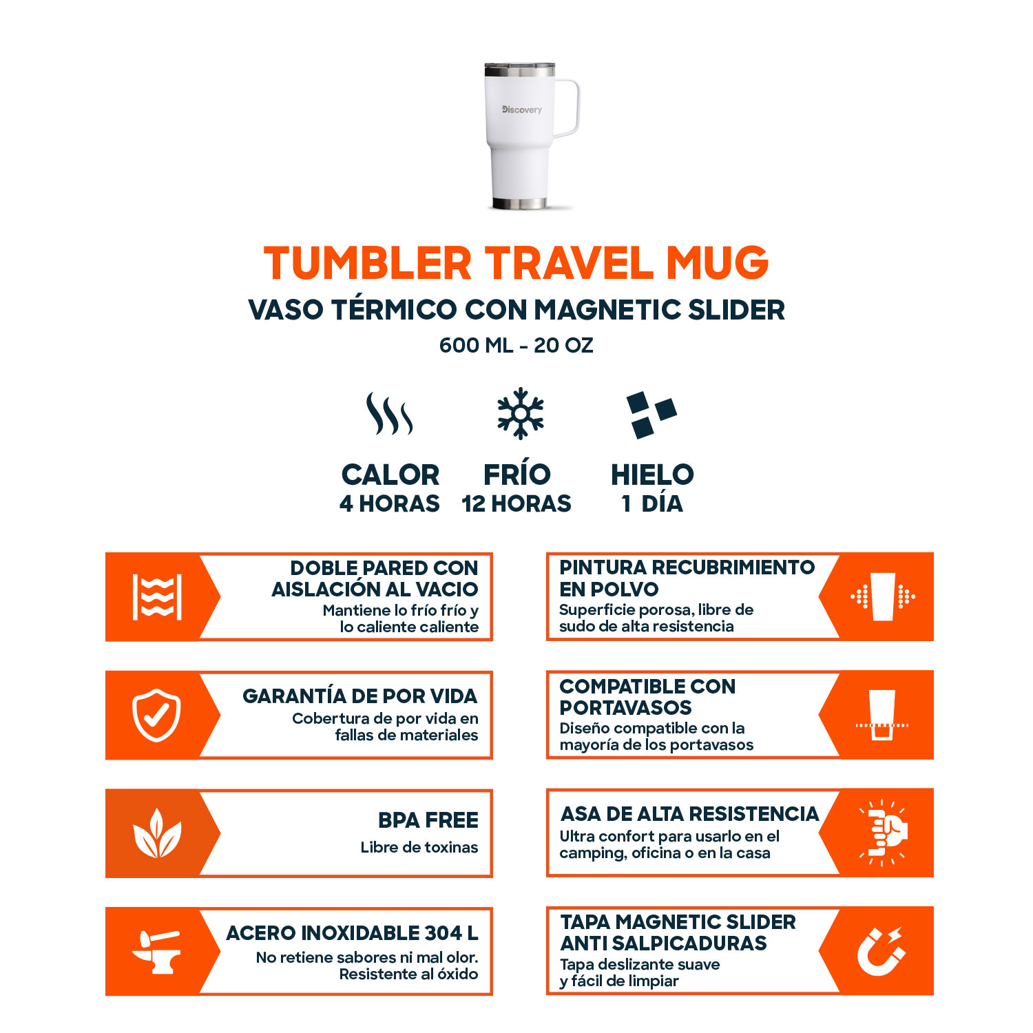 VASO TERMICO TAPA MAGNETIC SLIDER 600 ML TERMO MUG DISCOVERY - 4