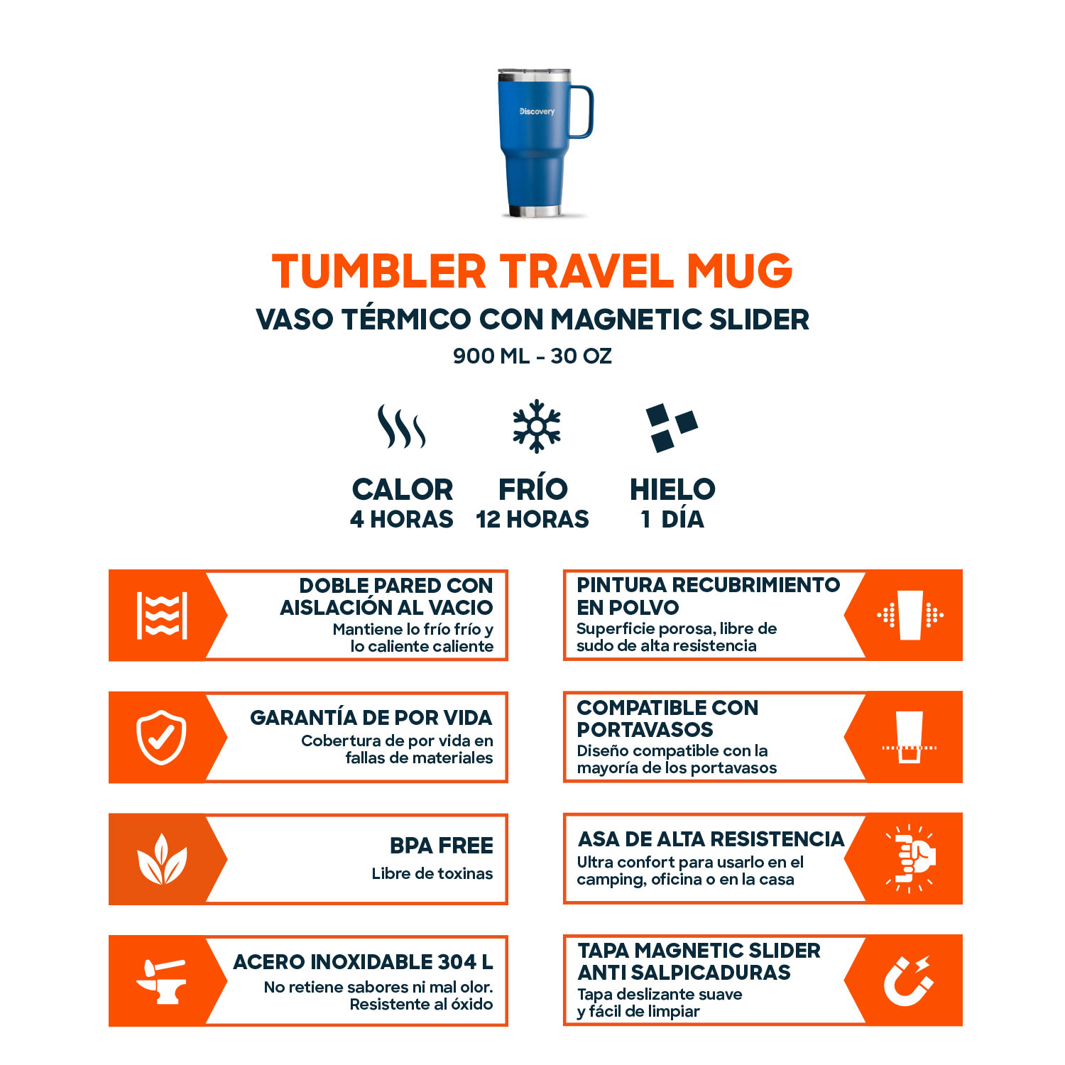 VASO TERMICO TAPA MAGNETIC SLIDER 900 ML TERMO MUG DISCOVERY - 4