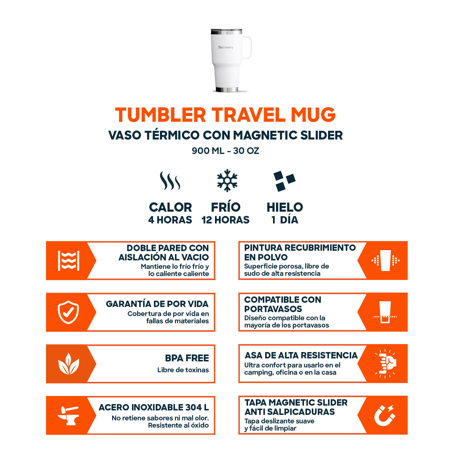 VASO TERMICO TAPA MAGNETIC SLIDER 900 ML TERMO MUG DISCOVERY - 4