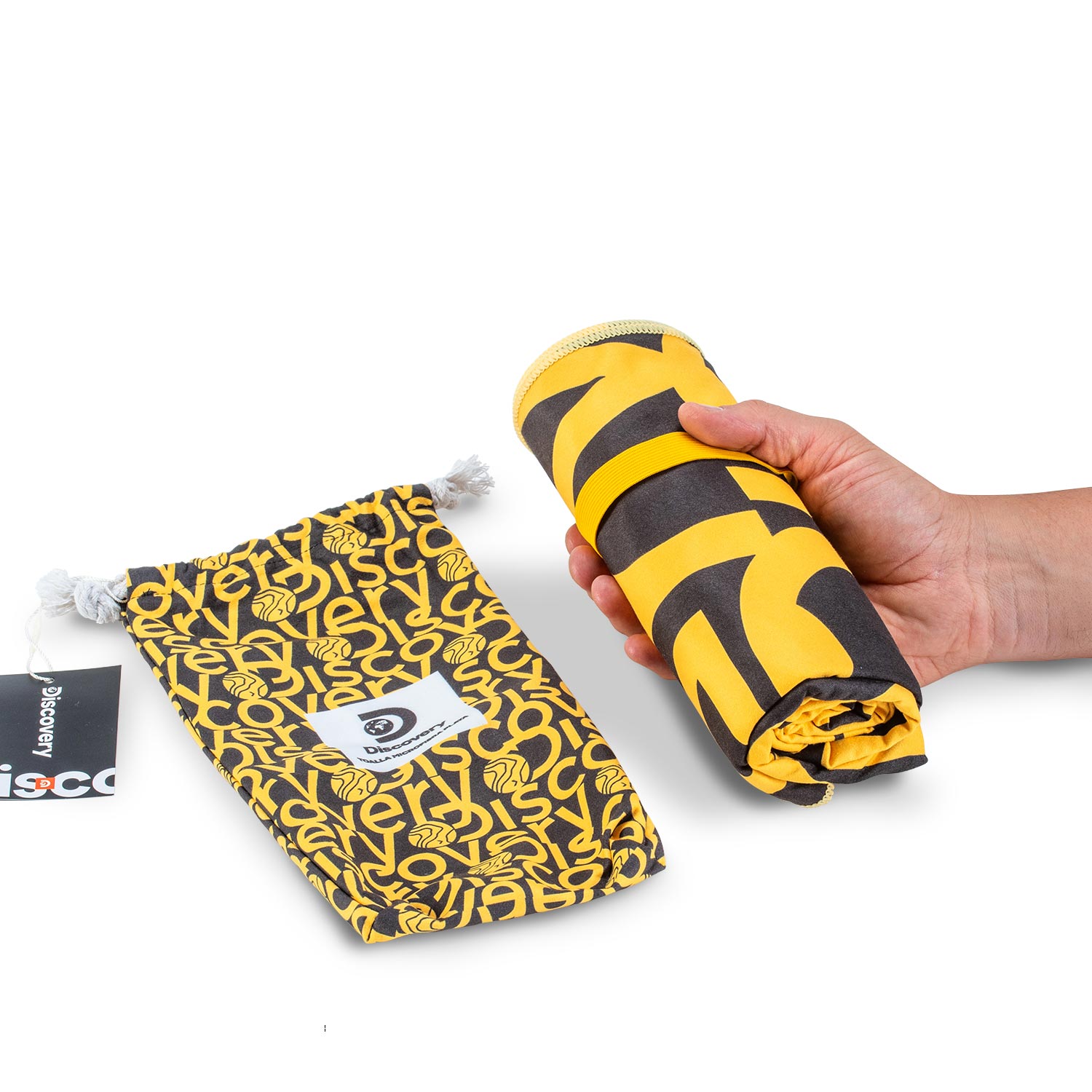 TOALLA MICROFIBRA GRANDE AMARILLO - NEGRO DISCOVERY (90 X 200) - 5