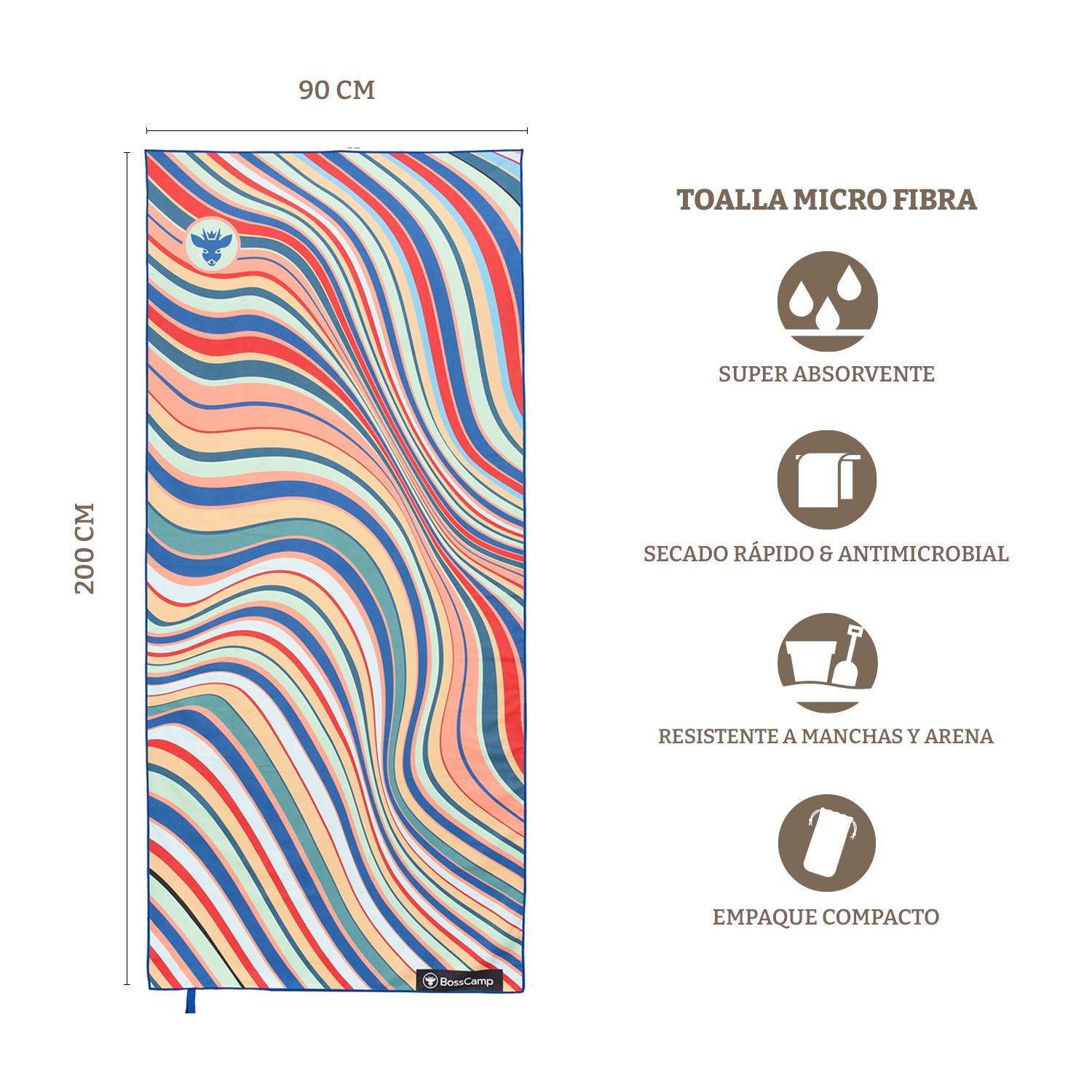TOALLA PLAYA MICROFIBRA GRANDE XL SALAR BOSSCAMP (90 X 200) - 3
