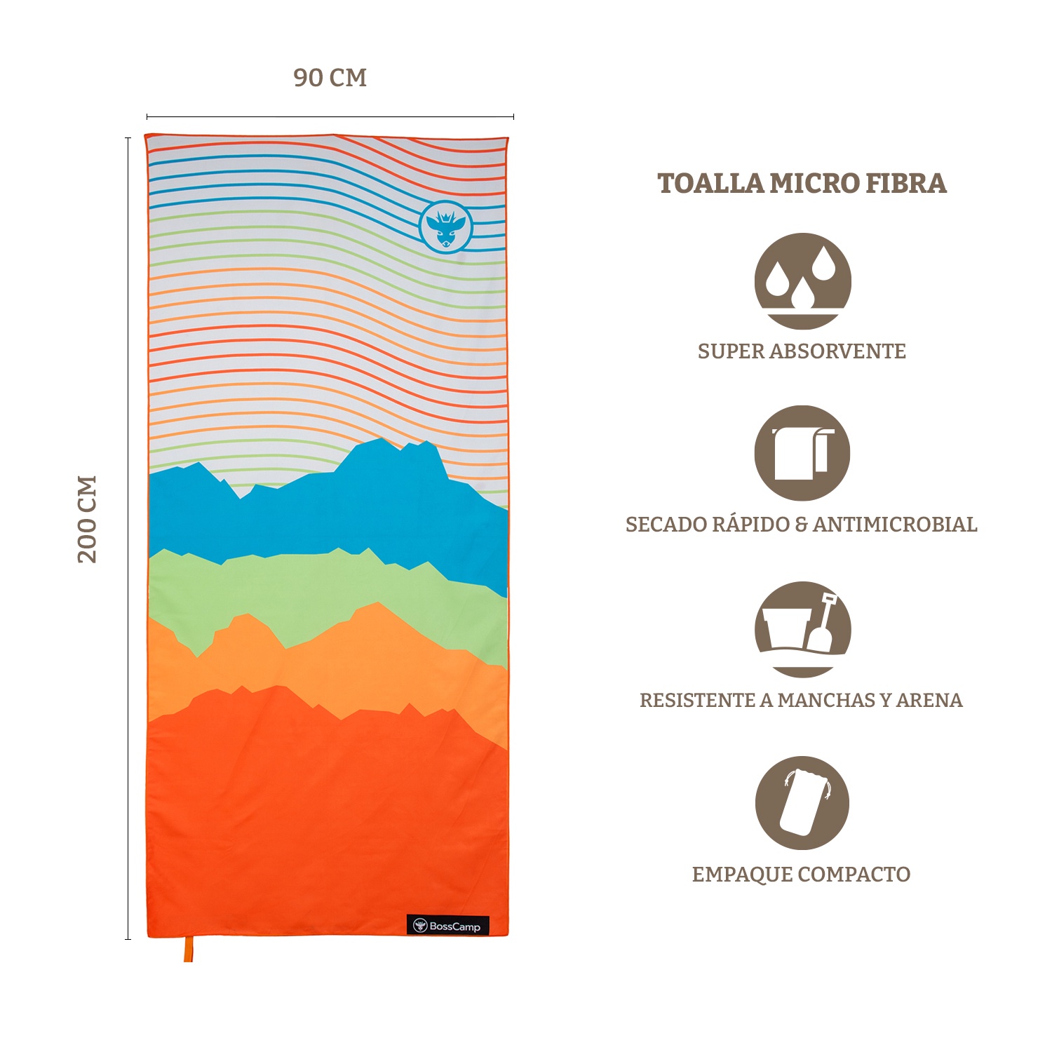 TOALLA PLAYA MICROFIBRA GRANDE XL CIELO BOSSCAMP (90 X 200) - 3