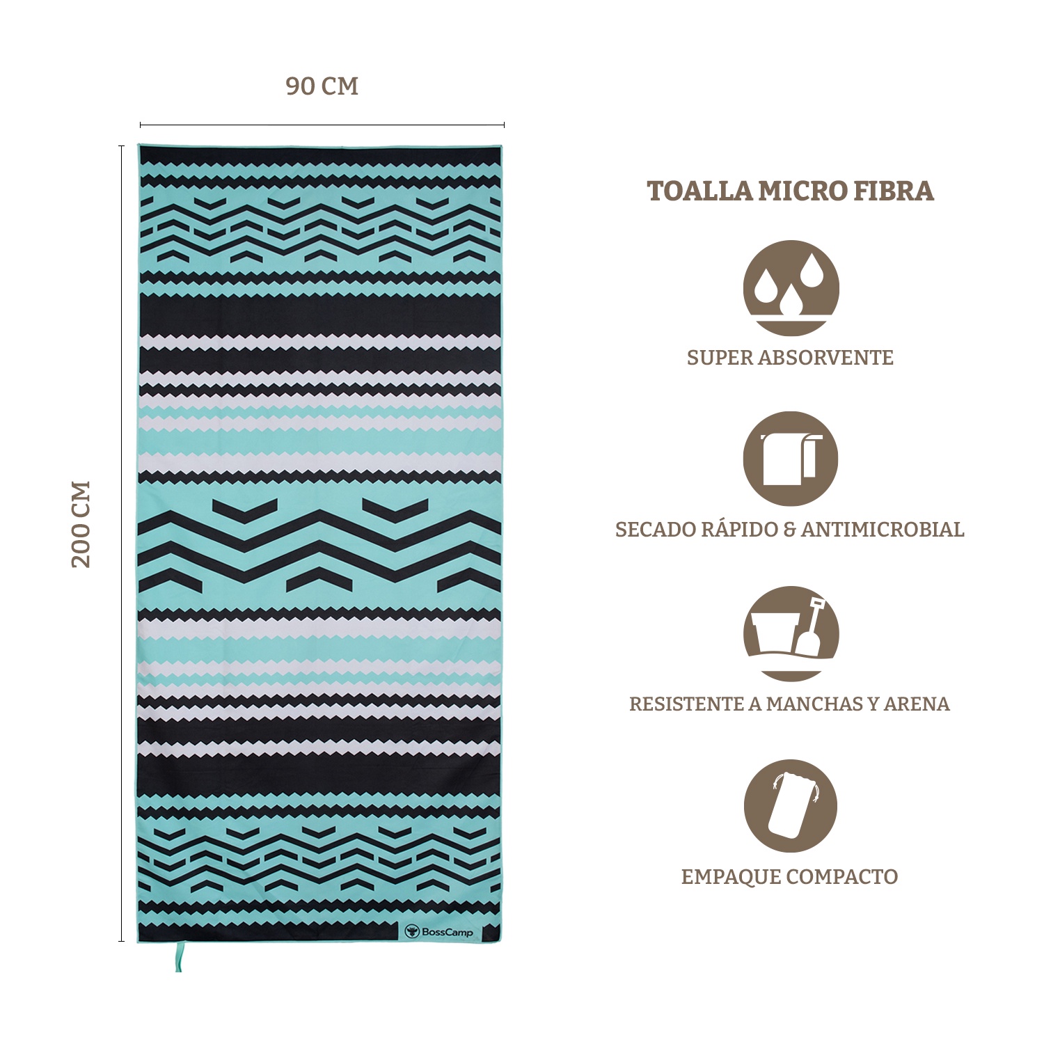 TOALLA PLAYA MICROFIBRA GRANDE XL ORIGEN BOSSCAMP (90 X 200) - 3