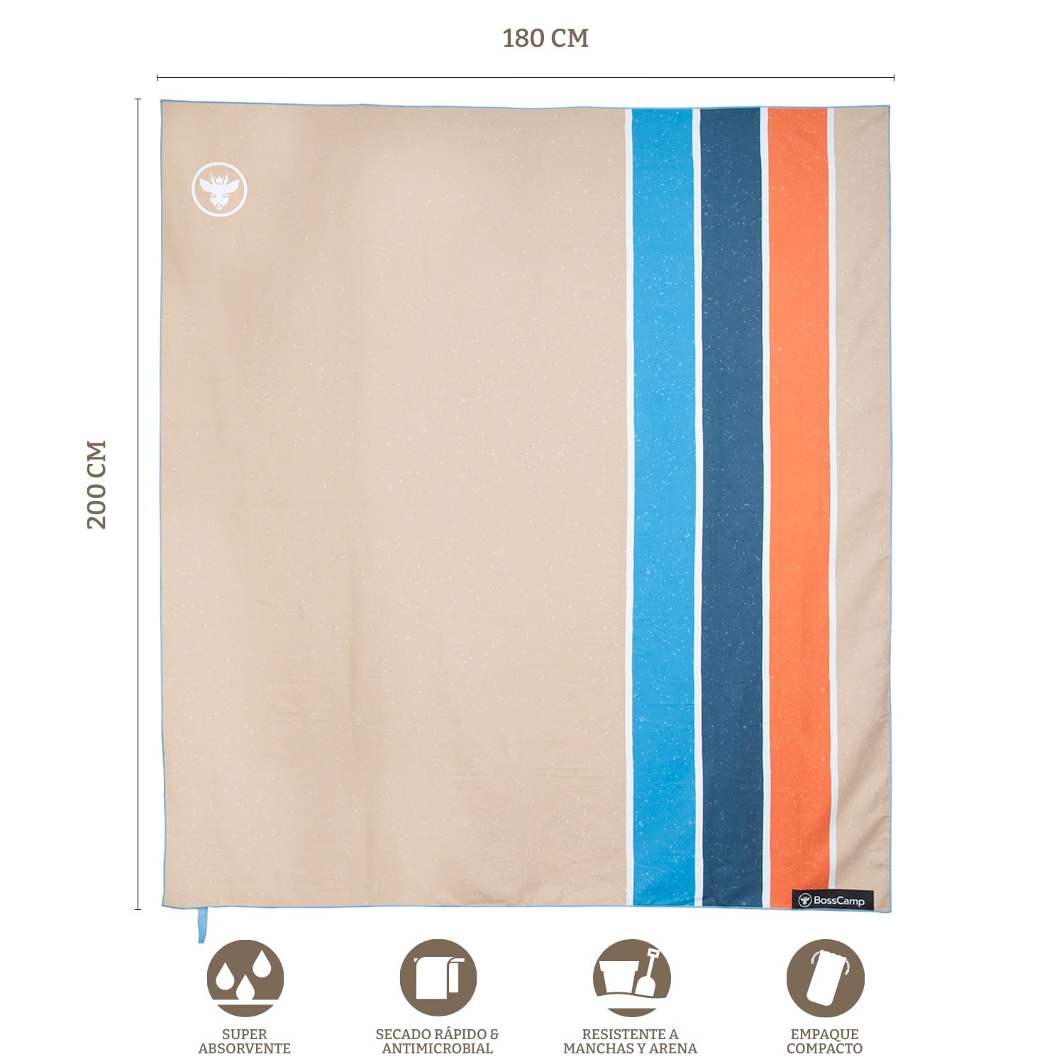 TOALLA PLAYA MICROFIBRE EXTRA GRANDE XXL QUINTAY BOSSCAMP (180 X 200) - 3