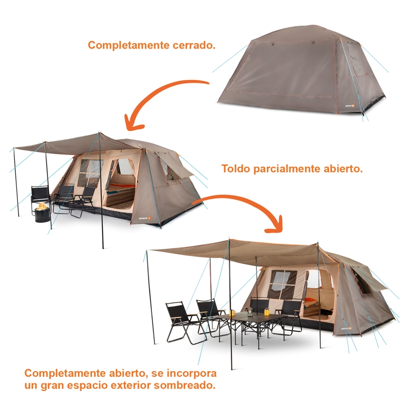 CARPA QUINTAY 8 PERSONAS BOSSCAMP CUBRE TECHO LARGO TOLDO EXTENDIDO - 9
