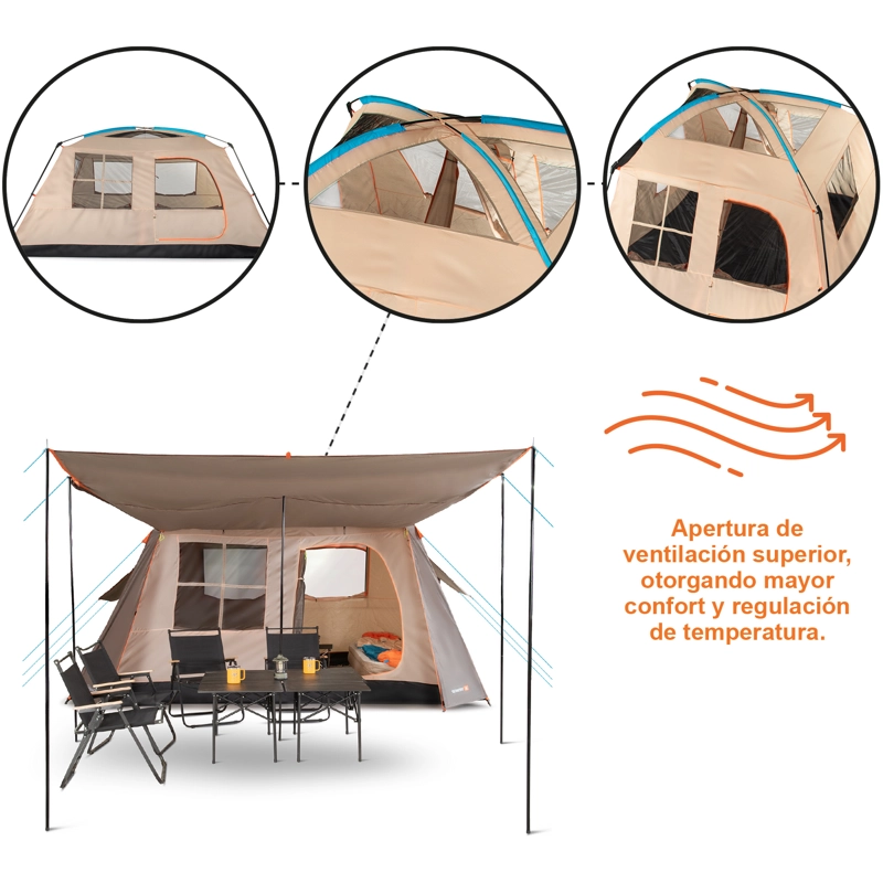 CARPA QUINTAY 8 PERSONAS BOSSCAMP CUBRE TECHO LARGO TOLDO EXTENDIDO - 10