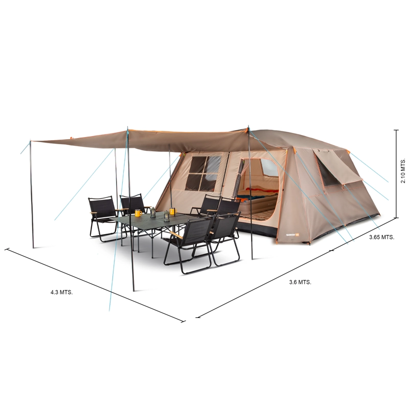 CARPA CAMPING QUINTAY 12 PERSONAS BOSSCAMP CUBRE TECHO LARGO TOLDO EXTENDIDO - 6