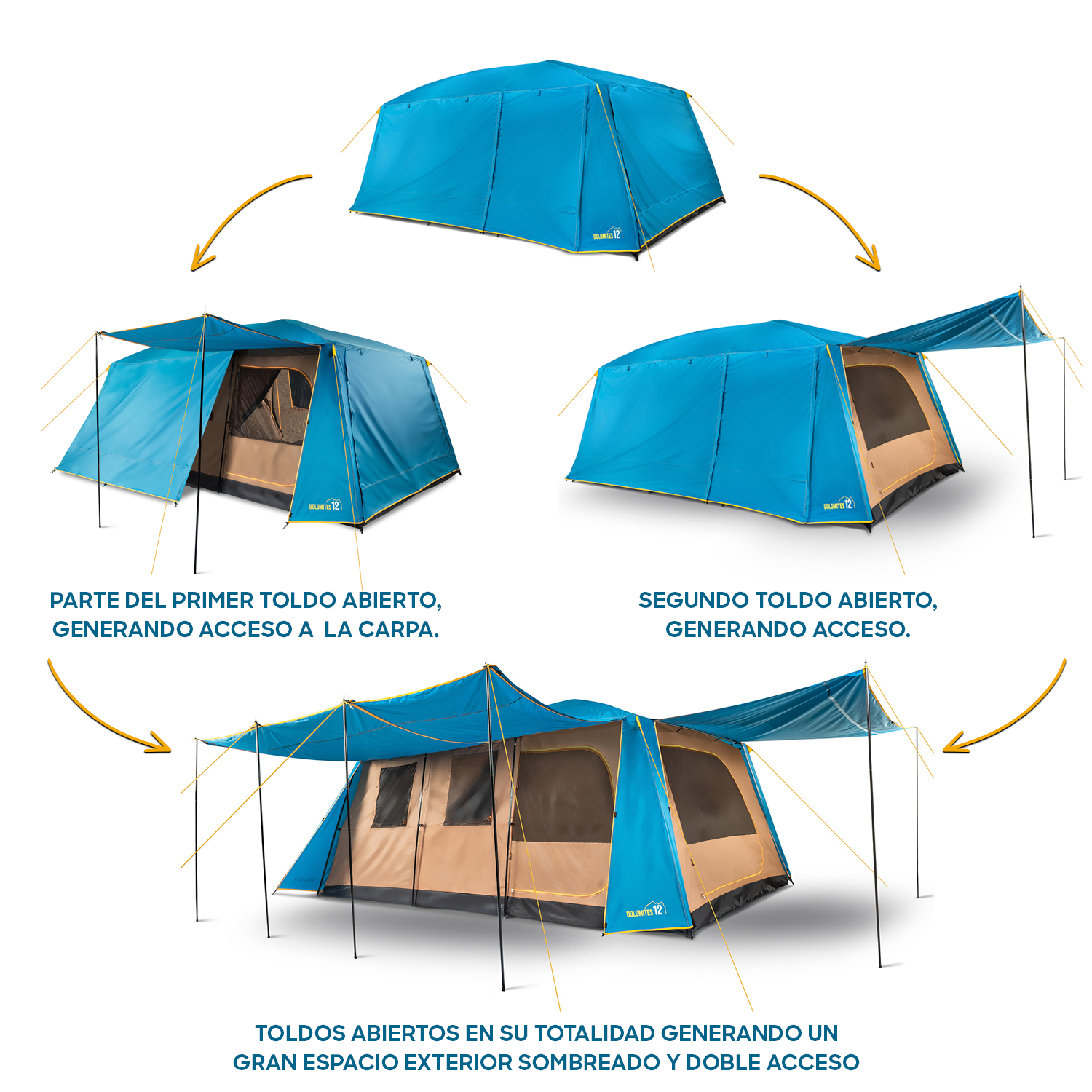 CARPA CAMPING DOLOMITES 12, 12 PERSONAS TECHO LARGO 3000 MM DISCOVERY - 5