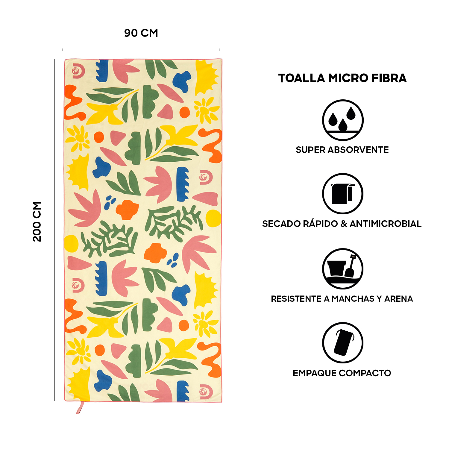 TOALLA MICROFIBRA GRANDE BEACH - FLOWERS DISCOVERY (90 X 200) - 3