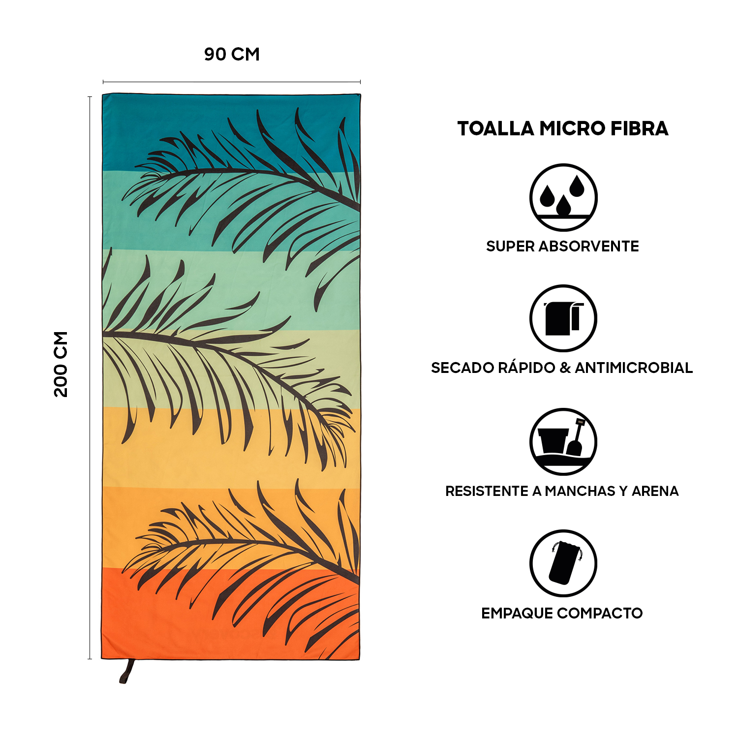 TOALLA MICROFIBRA GRANDE BEACH - SUNSET DISCOVERY (90 X 200) - 3