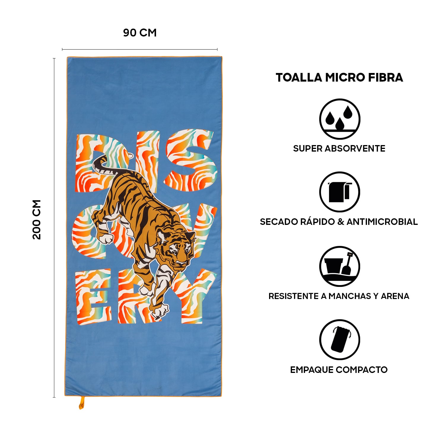 TOALLA MICROFIBRA GRANDE TIGER DISCOVERY (90 X 200) - 3