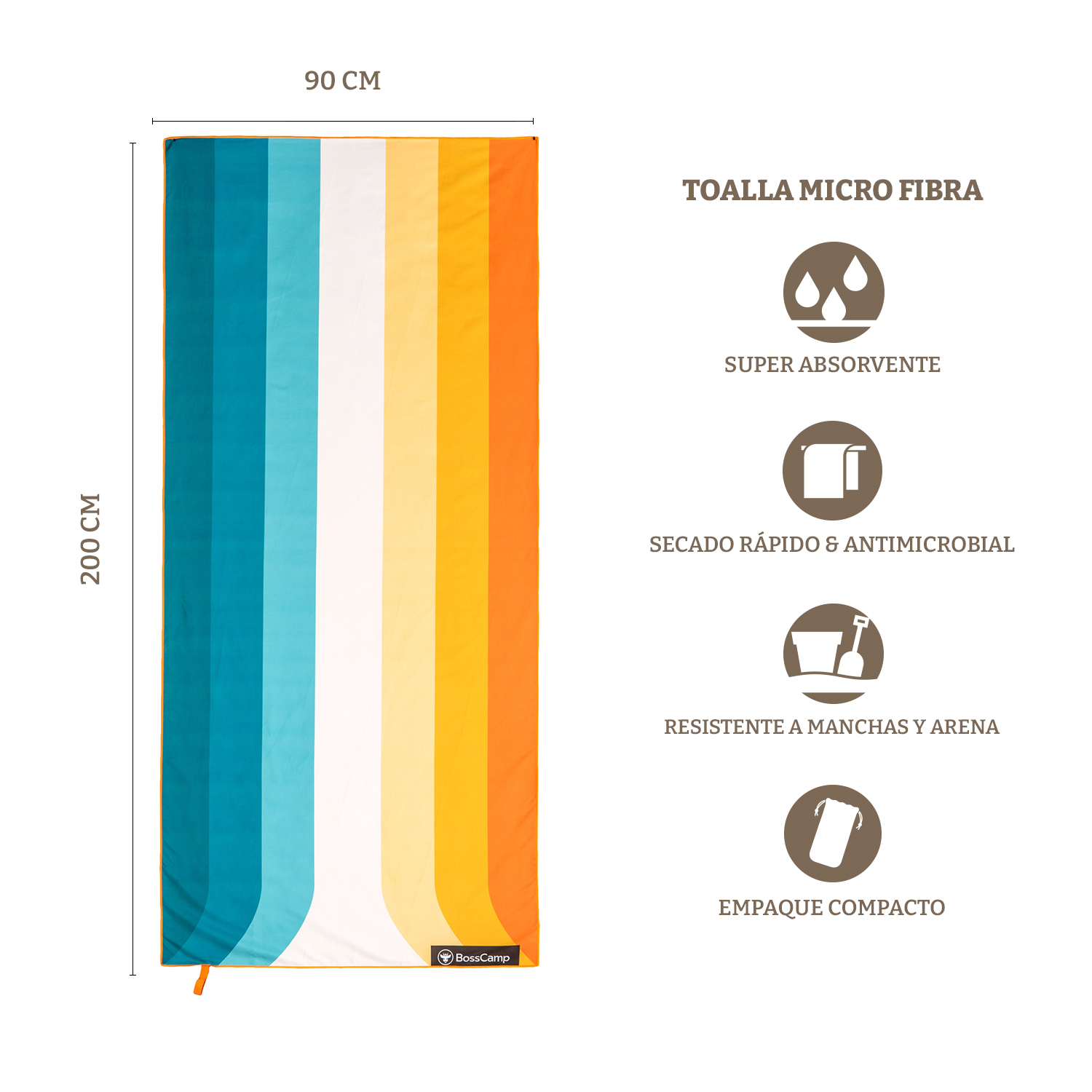 TOALLA PLAYA MICROFIBRA GRANDE XL AUSTRAL BOSSCAMP (90 X 200) - 3