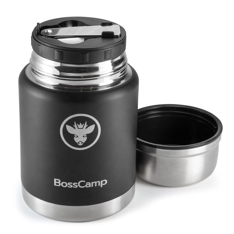TERMO COMIDA BOSSCAMP 500 ML NEGRO ACERO INOXIDABLE BOLSO TÉRMICO CUCHARA - 4