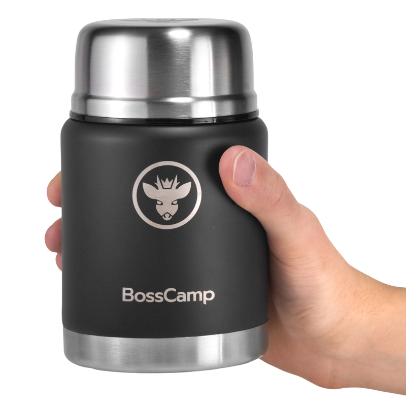 TERMO COMIDA BOSSCAMP 500 ML NEGRO ACERO INOXIDABLE BOLSO TÉRMICO CUCHARA - 6