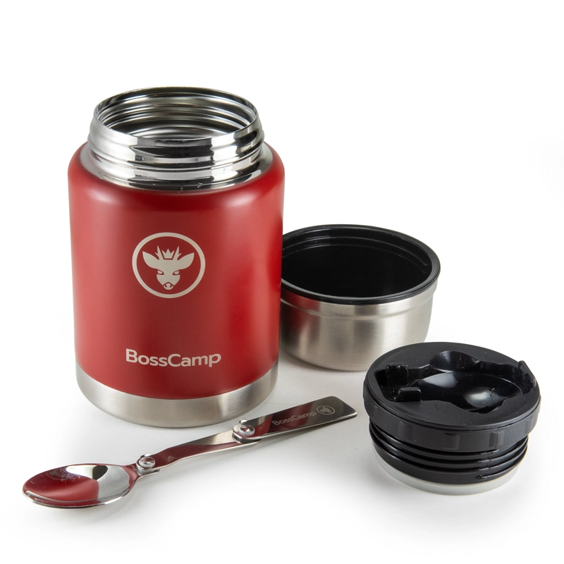 TERMO COMIDA BOSSCAMP 500 ML ROJO ACERO INOXIDABLE BOLSO TÉRMICO CUCHARA - 2
