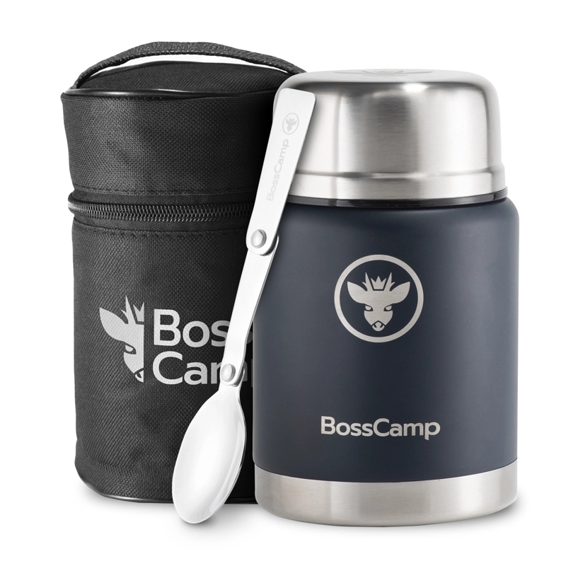 TERMO COMIDA BOSSCAMP 500 ML AZUL ACERO INOXIDABLE BOLSO TÉRMICO CUCHARA - 1