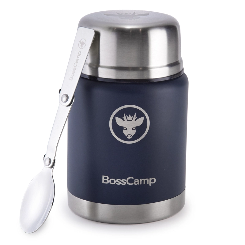 TERMO COMIDA BOSSCAMP 500 ML AZUL ACERO INOXIDABLE BOLSO TÉRMICO CUCHARA - 5