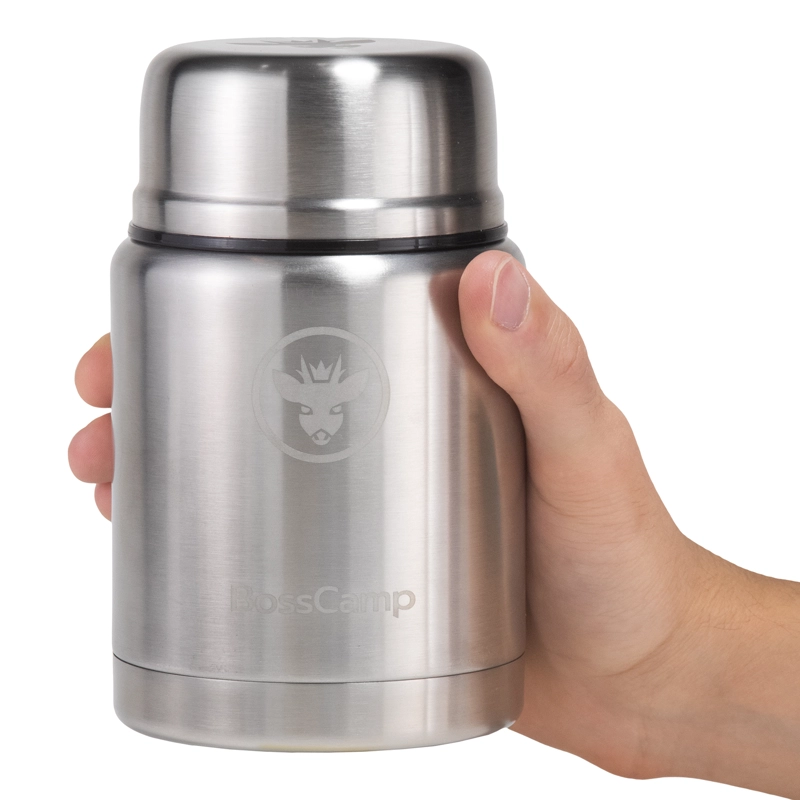 TERMO COMIDA BOSSCAMP 500 ML PLATA ACERO INOXIDABLE BOLSO TÉRMICO CUCHARA - 6