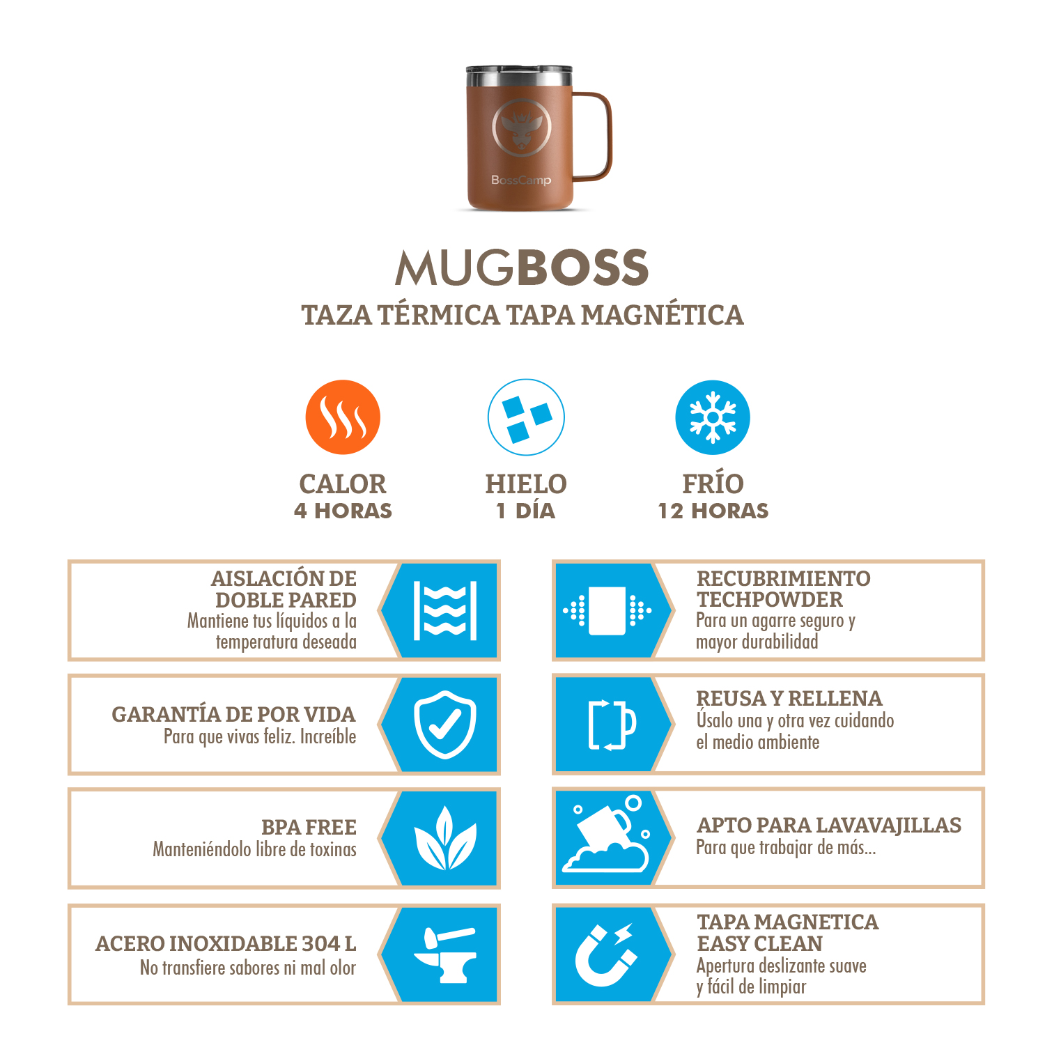 TAZA DISCOVERY TERMICA TAPA MAGNETIC SLIDER 350 ML TERMO MUG ACERO INOXIDABLE - 4