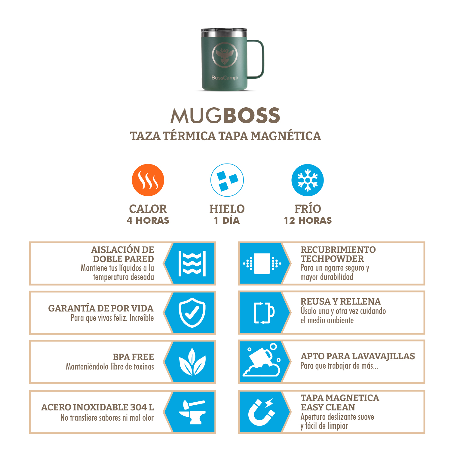 TAZA DISCOVERY TERMICA TAPA MAGNETIC SLIDER 350 ML TERMO MUG ACERO INOXIDABLE - 4