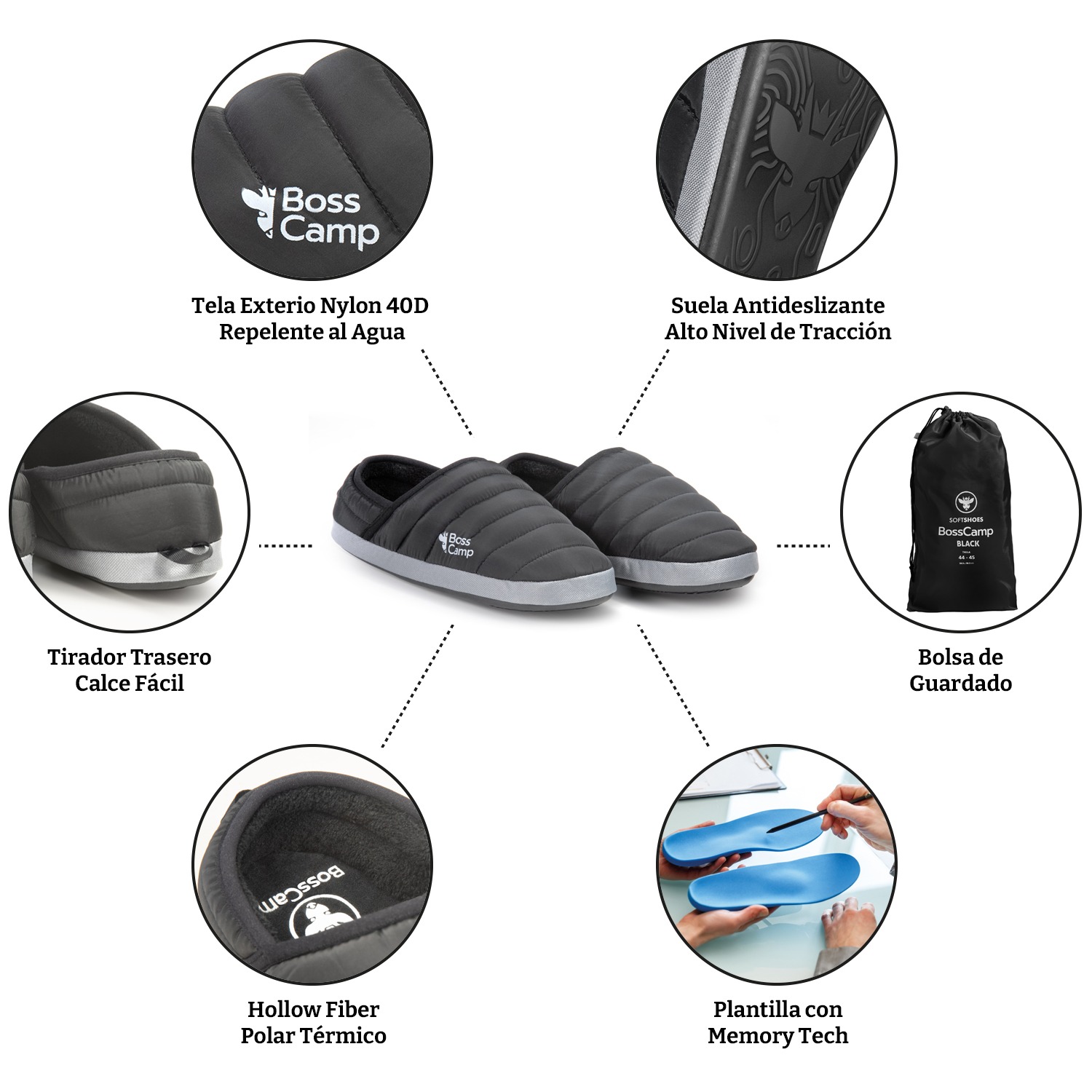 PANTUFLA TÉRMICA SOFTSHOES QUINTAY ADULTO NEGRO - 5