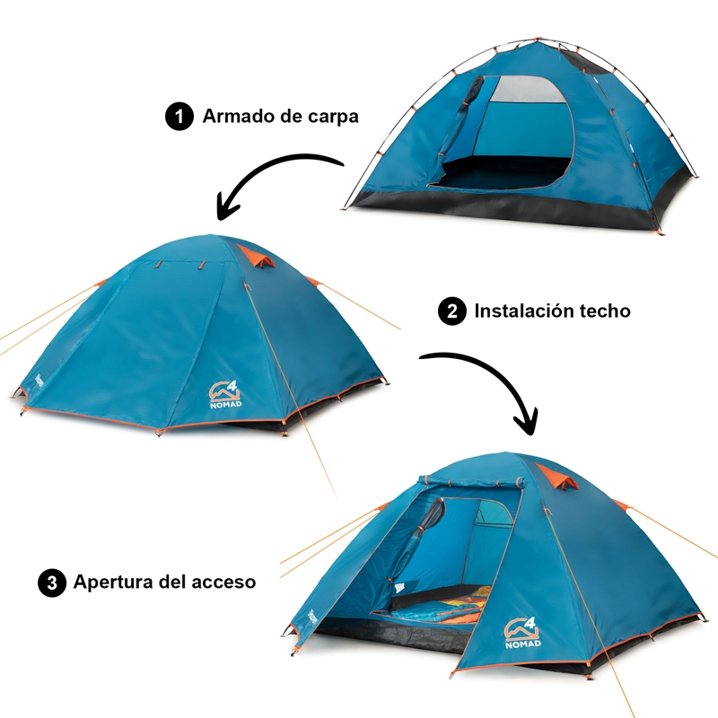 Carpa Camping 4 Personas Nomad Techo Largo 3000mm - 8