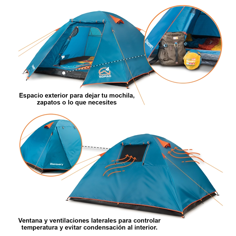 Carpa Camping 4 Personas Nomad Techo Largo 3000mm - 9