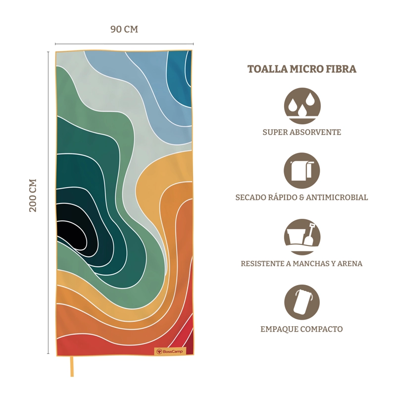 TOALLA PLAYA MICROFIBRA GRANDE XL TATIO BOSSCAMP (90 X 200) - 4
