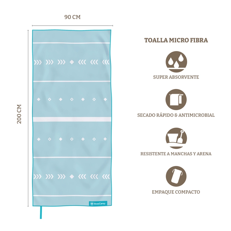 TOALLA PLAYA MICROFIBRA GRANDE XL TRIBAL BOSSCAMP (90 X 200) - 3