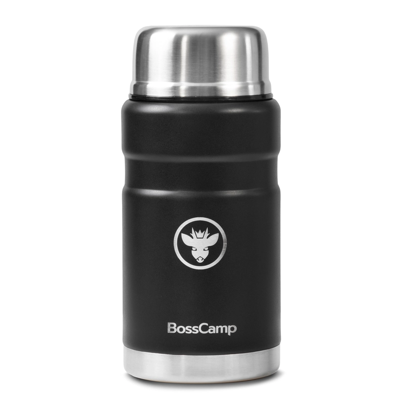 TERMO COMIDA BOSSCAMP 750 ML NEGRO ACERO INOX BOLSO CUCHARA - 2