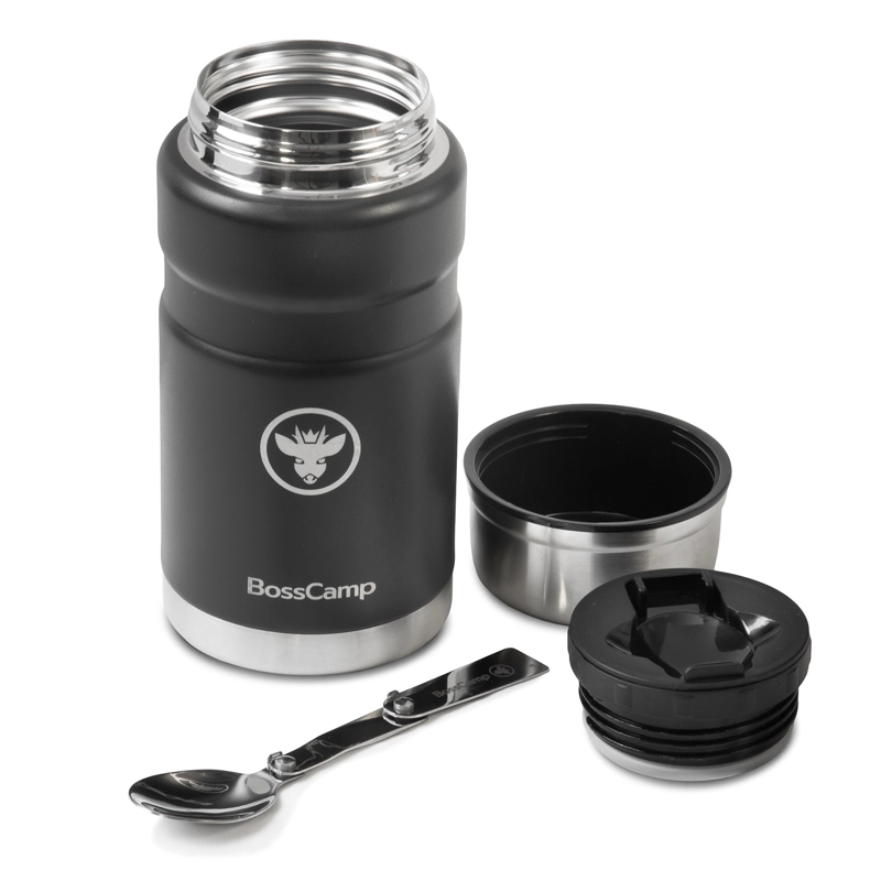 TERMO COMIDA BOSSCAMP 750 ML NEGRO ACERO INOX BOLSO CUCHARA - 3