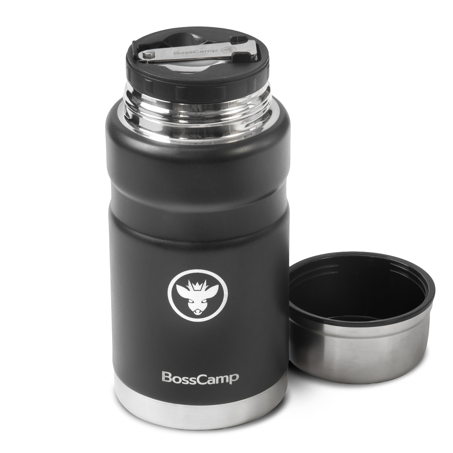 TERMO COMIDA BOSSCAMP 750 ML NEGRO ACERO INOX BOLSO CUCHARA - 4