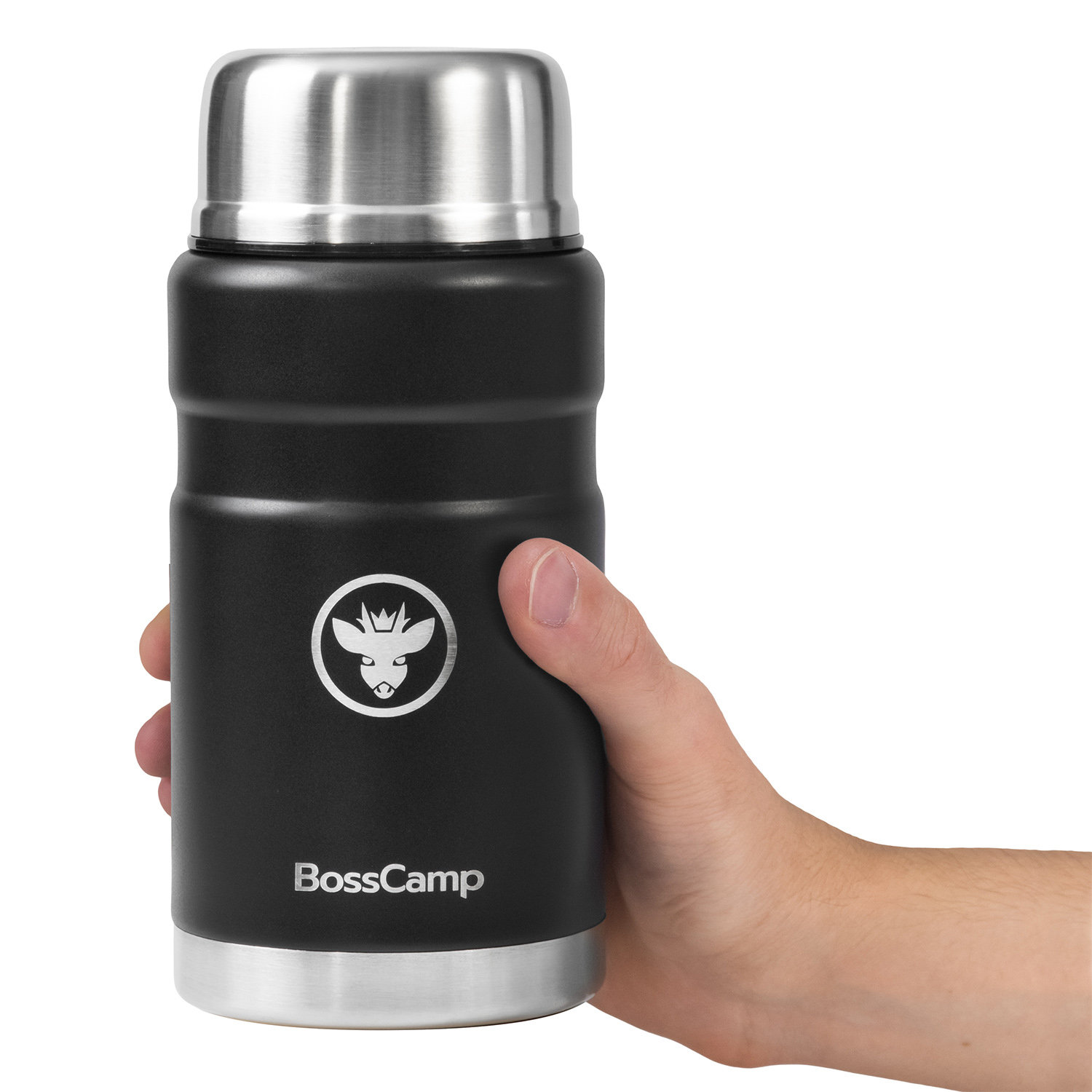 TERMO COMIDA BOSSCAMP 750 ML NEGRO ACERO INOX BOLSO CUCHARA - 6
