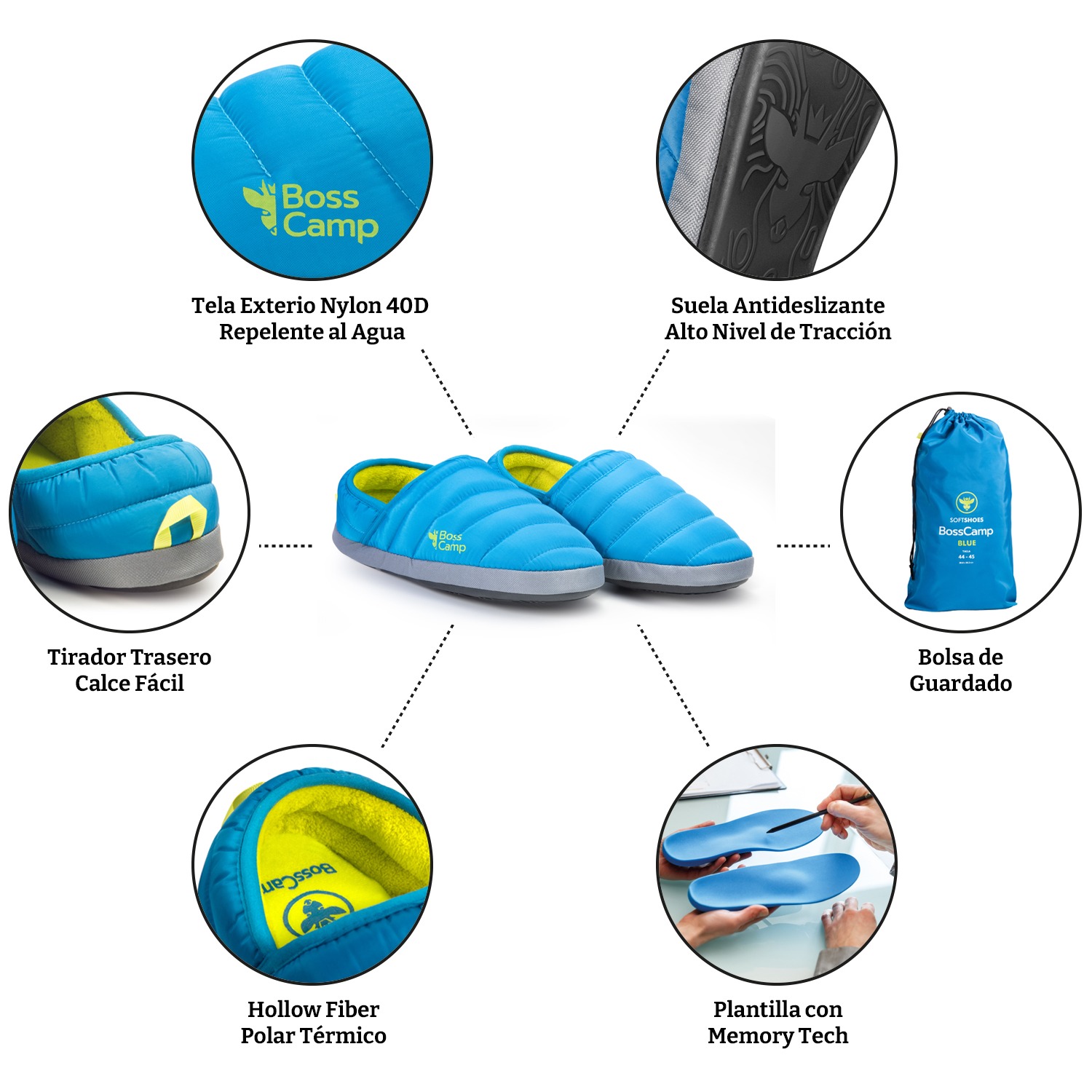 PANTUFLA TÉRMICA SOFTSHOES QUINTAY ADULTO AZUL - 6