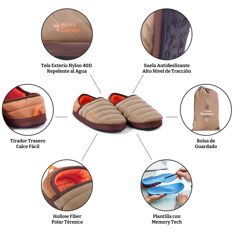 PANTUFLA TÉRMICA SOFTSHOES QUINTAY ADULTO BROWN - 9