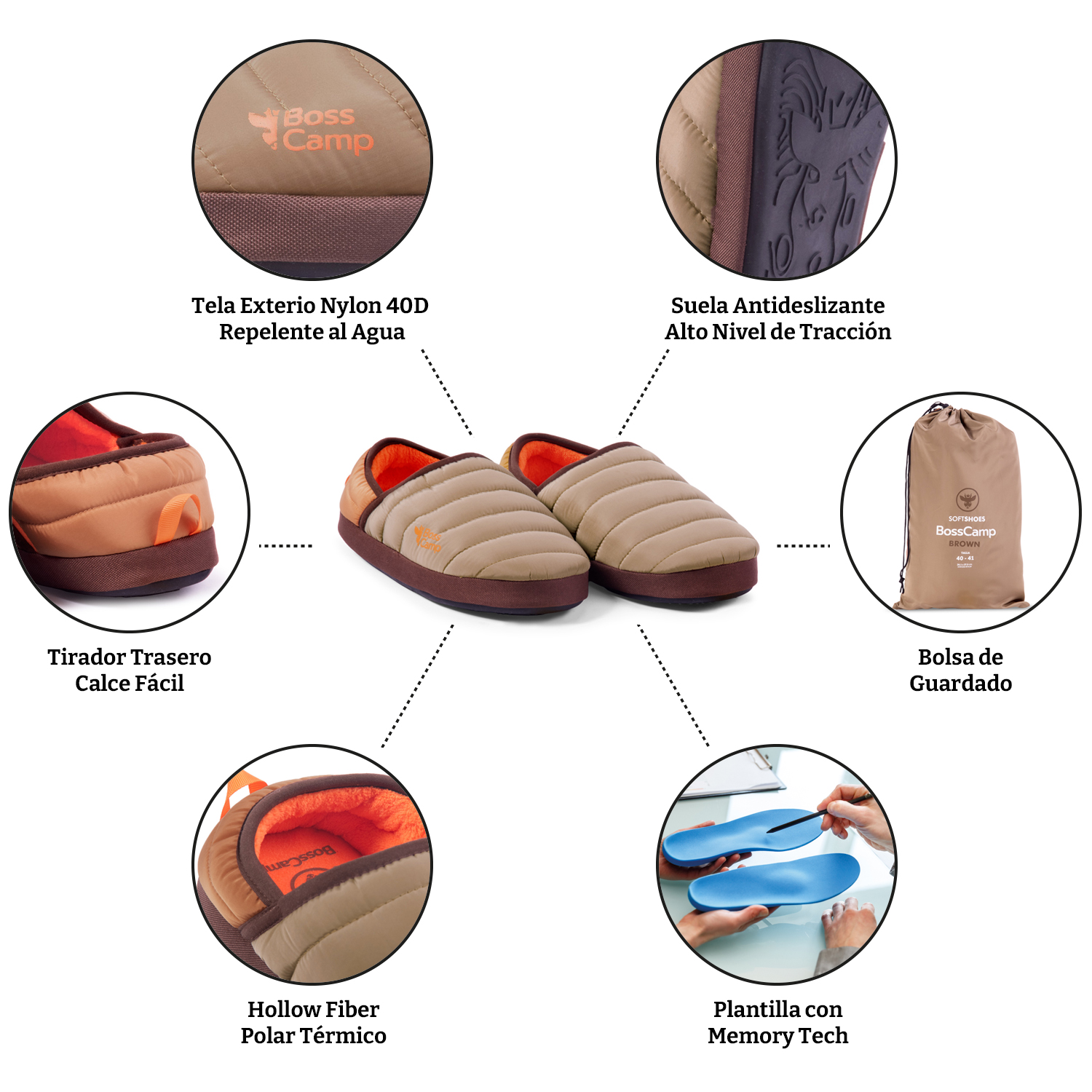PANTUFLA TÉRMICA SOFTSHOES QUINTAY ADULTO BROWN - 9