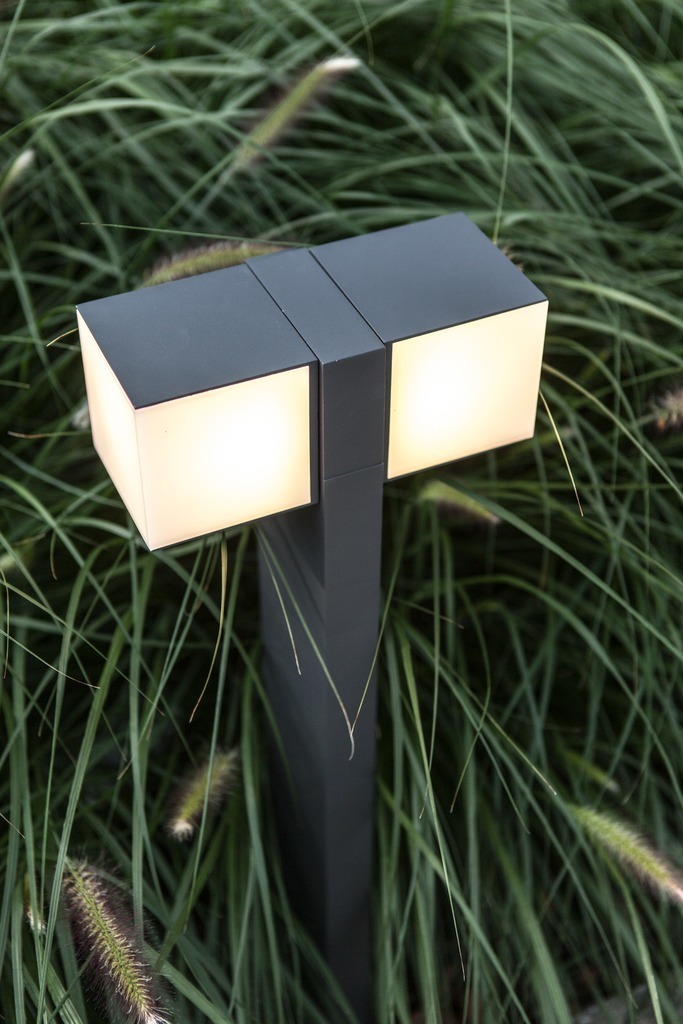 POSTE LUTEC CUBA 2 LUCES 23W 75CM NEGRO - 5