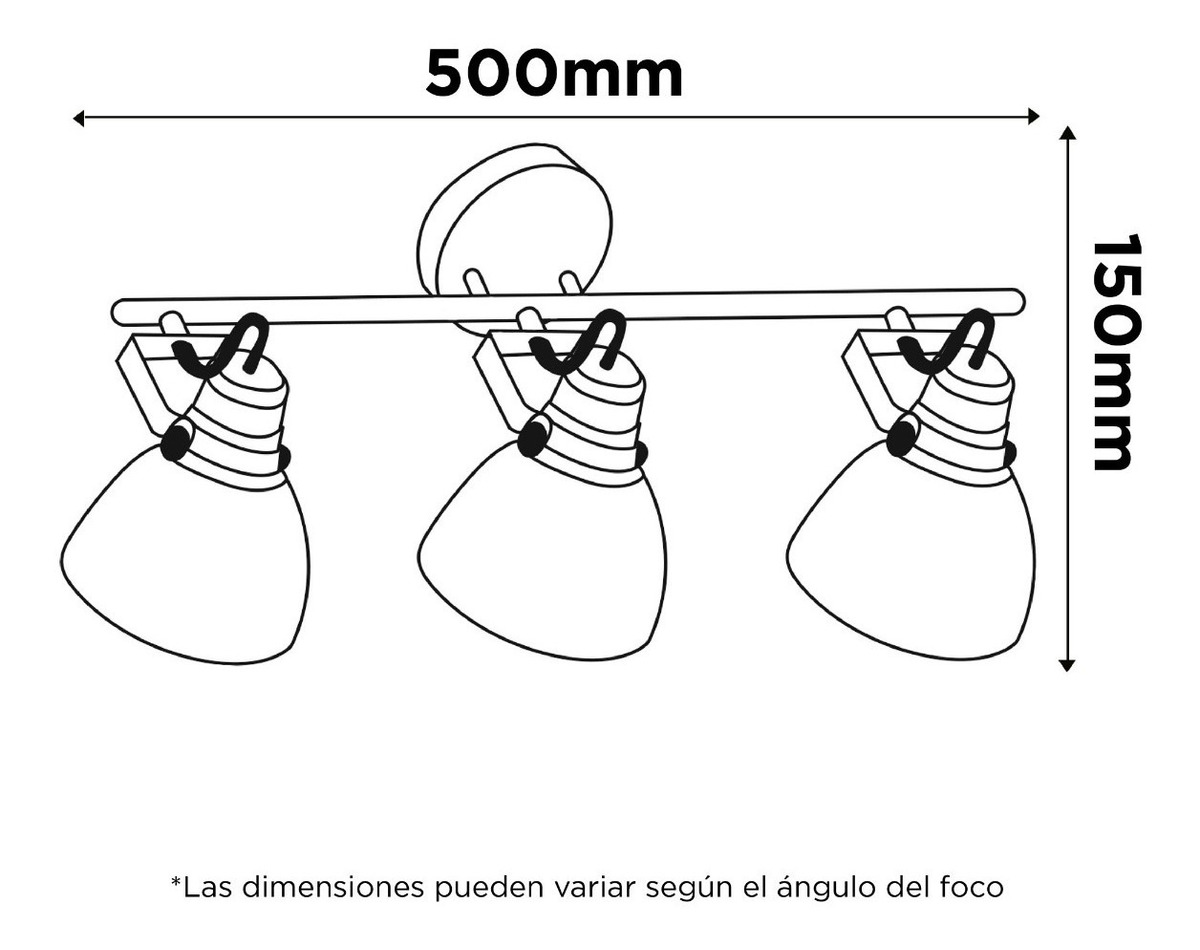 FOCO BP CAZO NEGRO SOBREPUESTO 3 LUCES PÁTINA - 2
