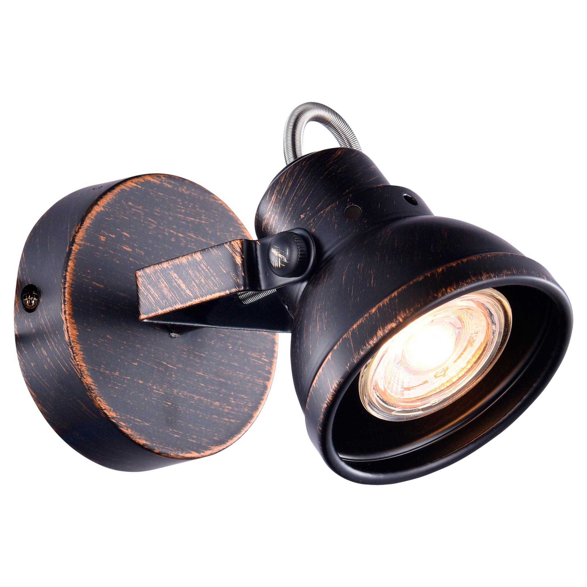 FOCO BYP CAZO NEGRO SOBREPUESTO 1 LUZ PÁTINA - 1
