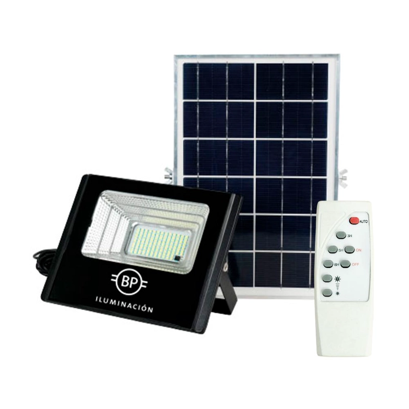 LUMINARIA BP SOLAR 25W CON PANEL SOLAR EXTERNO NEGRO - 1