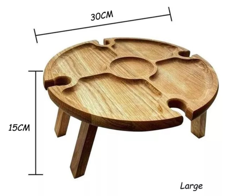 MESA DE MADERA PICNIC PLEGABLE SOPORTE COPAS TABLA PICOTEO - 6