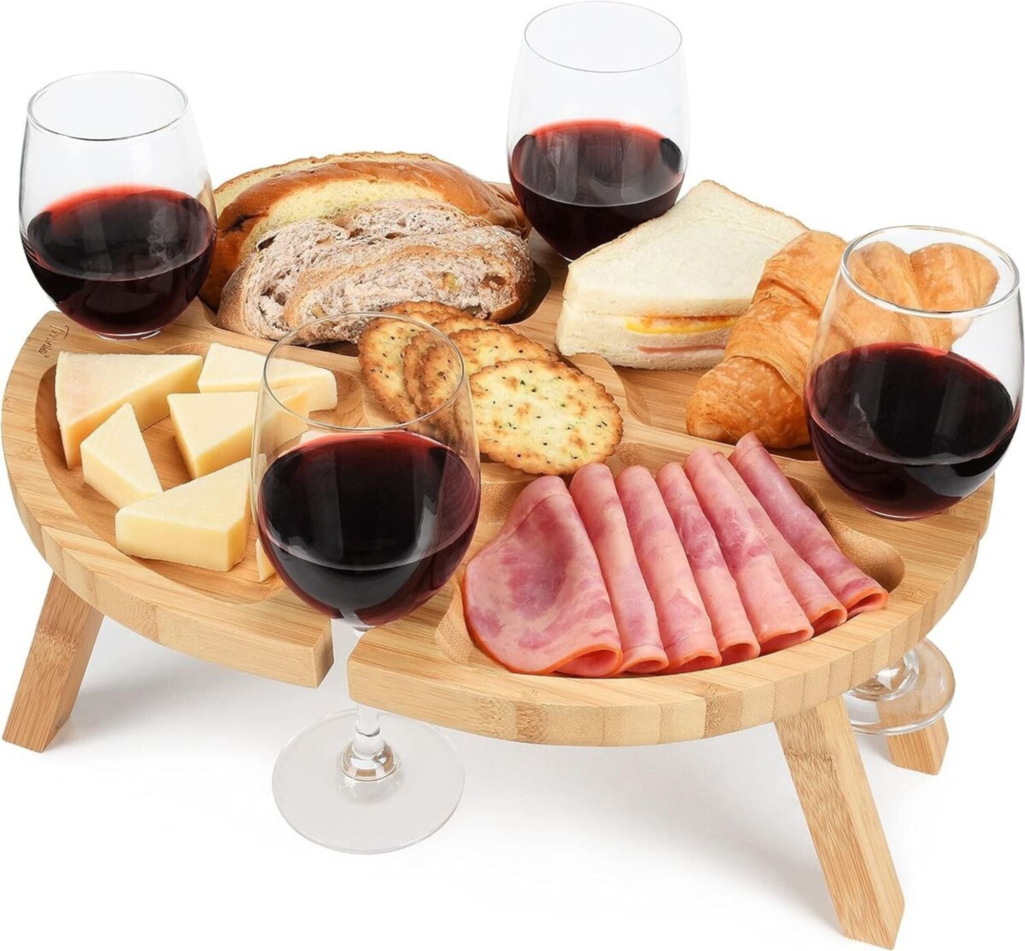 MESA SOPORTE COPAS DE MADERA PICNIC PLEGABLE TABLA PICOTEO - 1