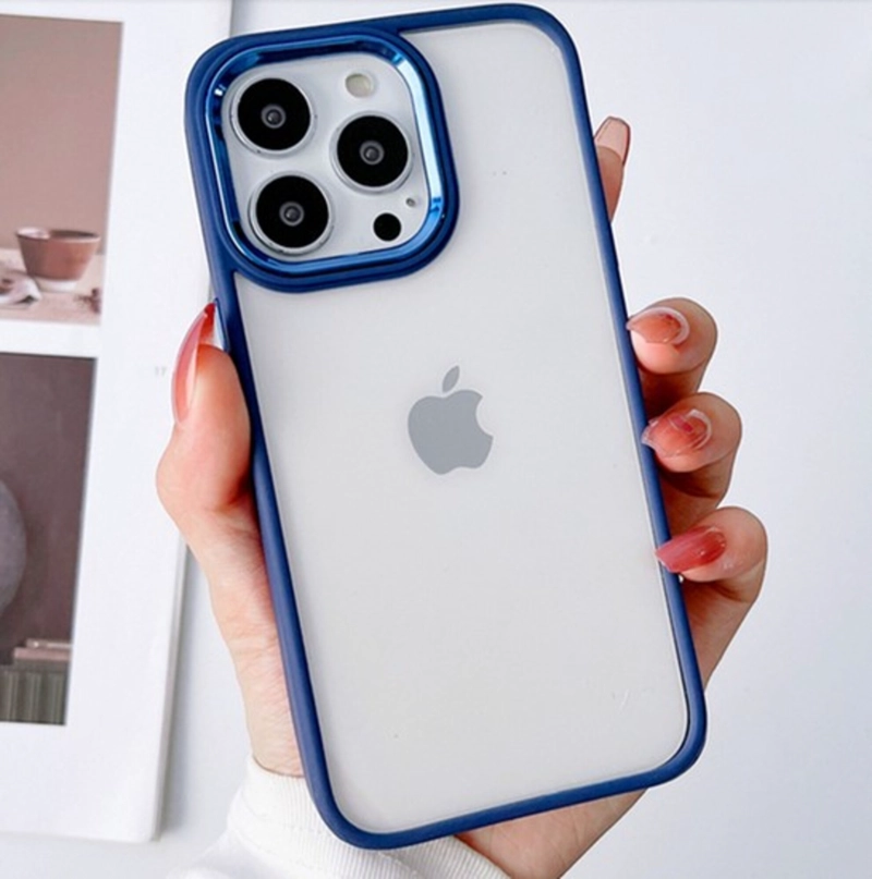 SALÓN DEL ACCESORIO CARCASA FUNDA IPHONE 15 PRO MAX TRANSPARENTE BORDE CALIDAD COLOR AZUL