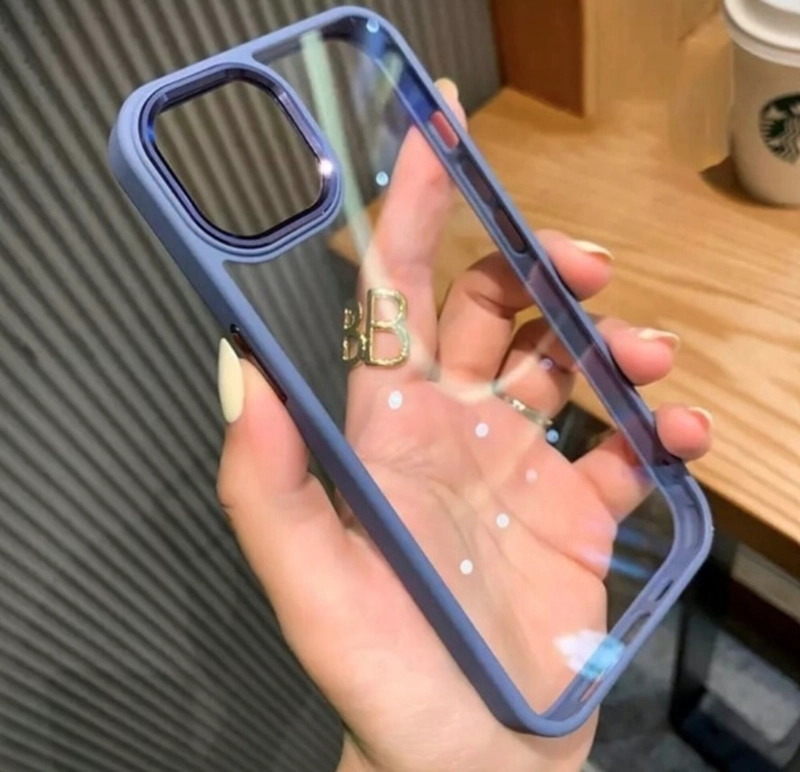 CARCASA FUNDA IPHONE 15 PRO MAX TRANSPARENTE BORDE CALIDAD CELESTE - 2